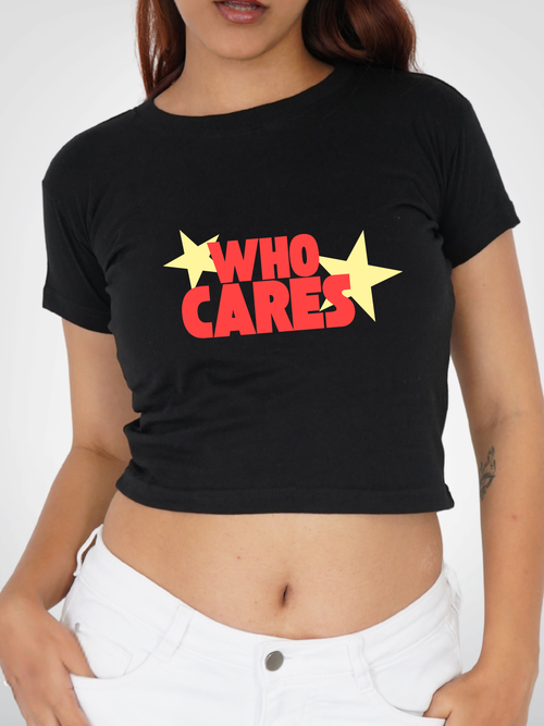 WHO CARES CROPPED TEE
