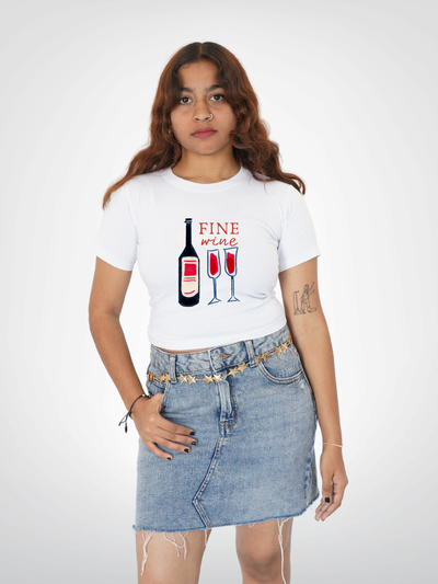 FINE WINE CROPPED TEE