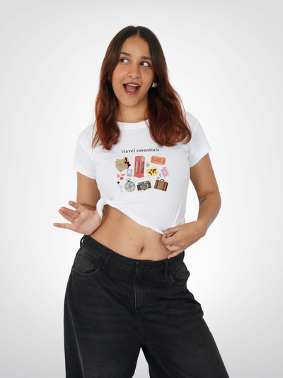 TRAVEL ESSENTIALS CROPPED TEE